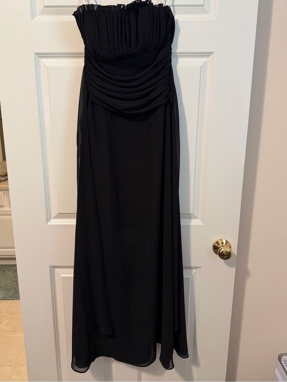 Ruched Strapless Maxi Dress in Black